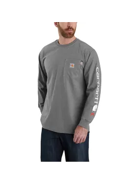 Carhartt Men's Flame-Resistant Force Loose Fit Midweight Long-Sleeve Logo Graphic T-Shirt