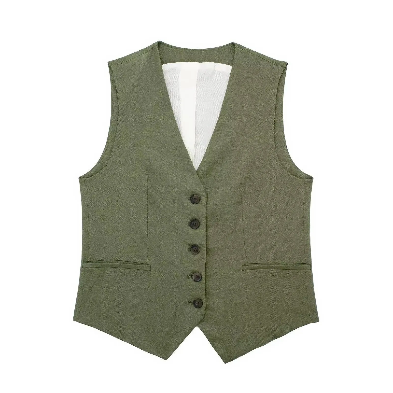 Carter Linen Coord Set in Olive