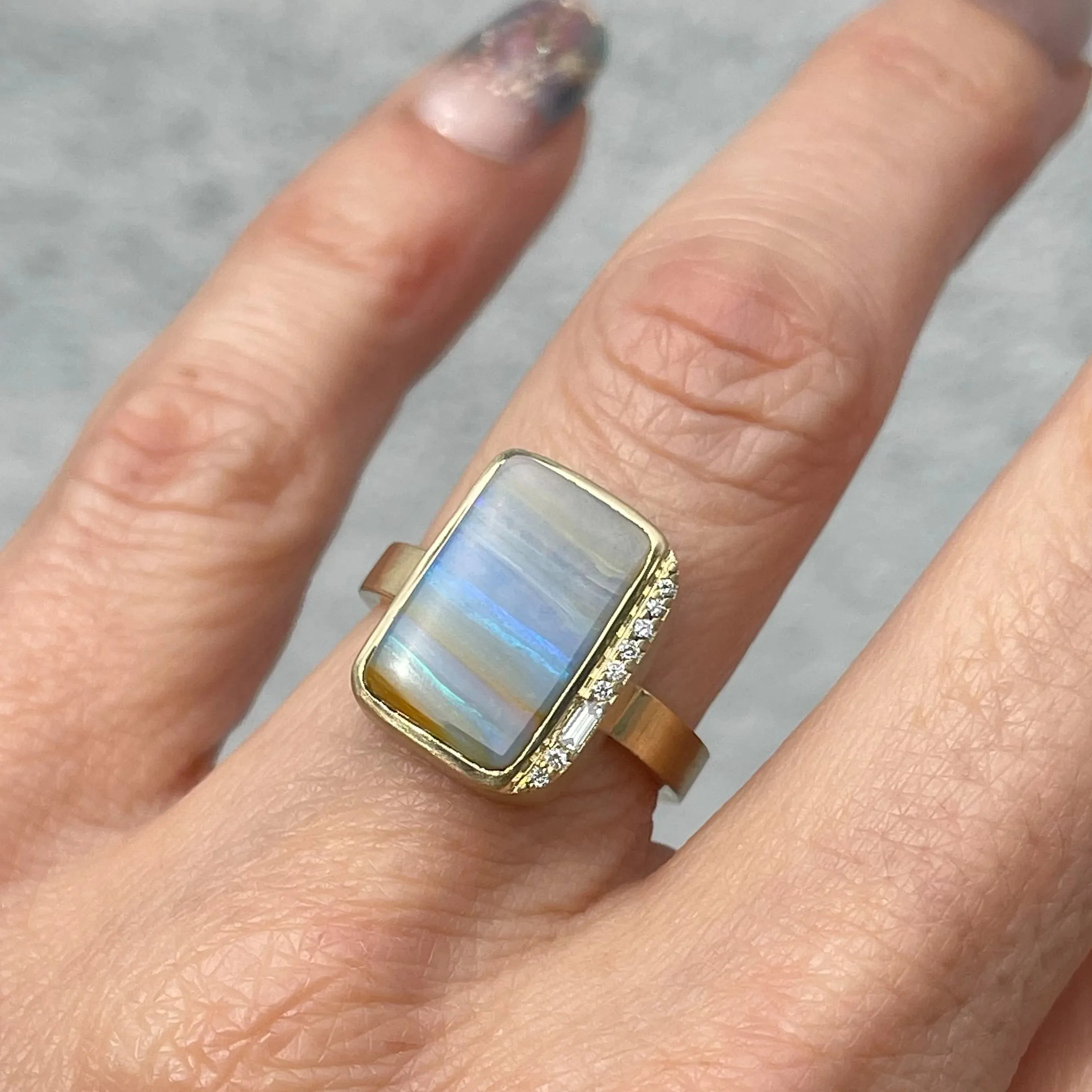 Chantilly Skies Australian Opal Ring