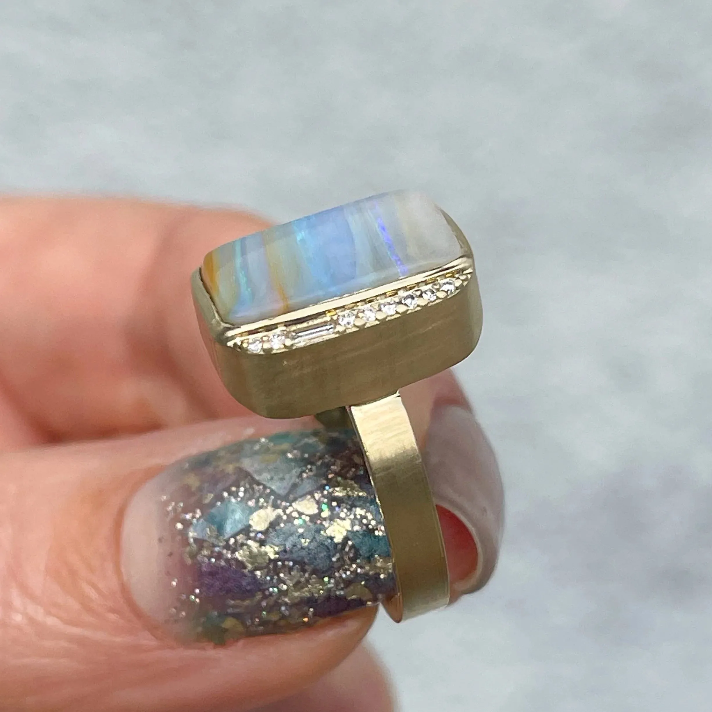 Chantilly Skies Australian Opal Ring