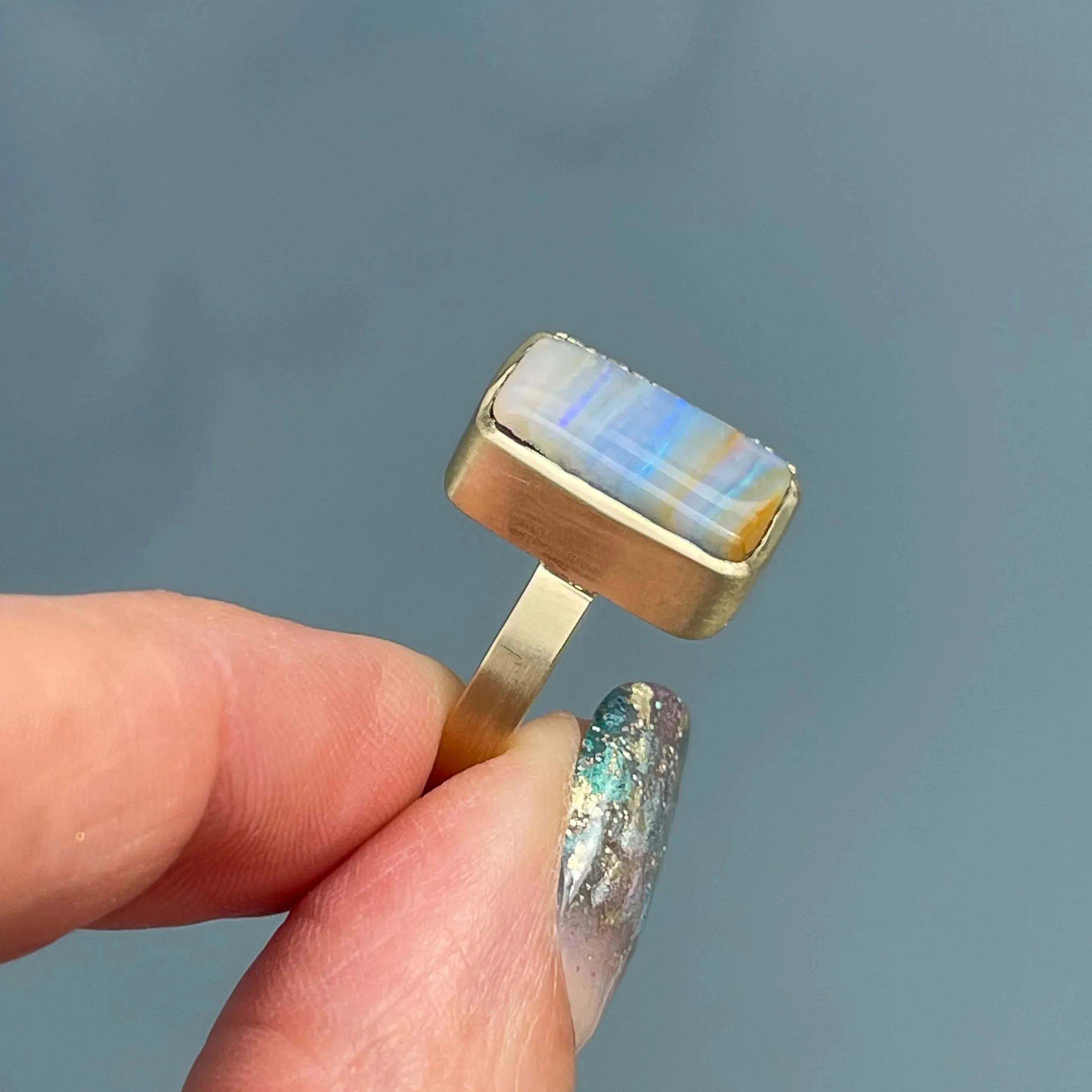 Chantilly Skies Australian Opal Ring