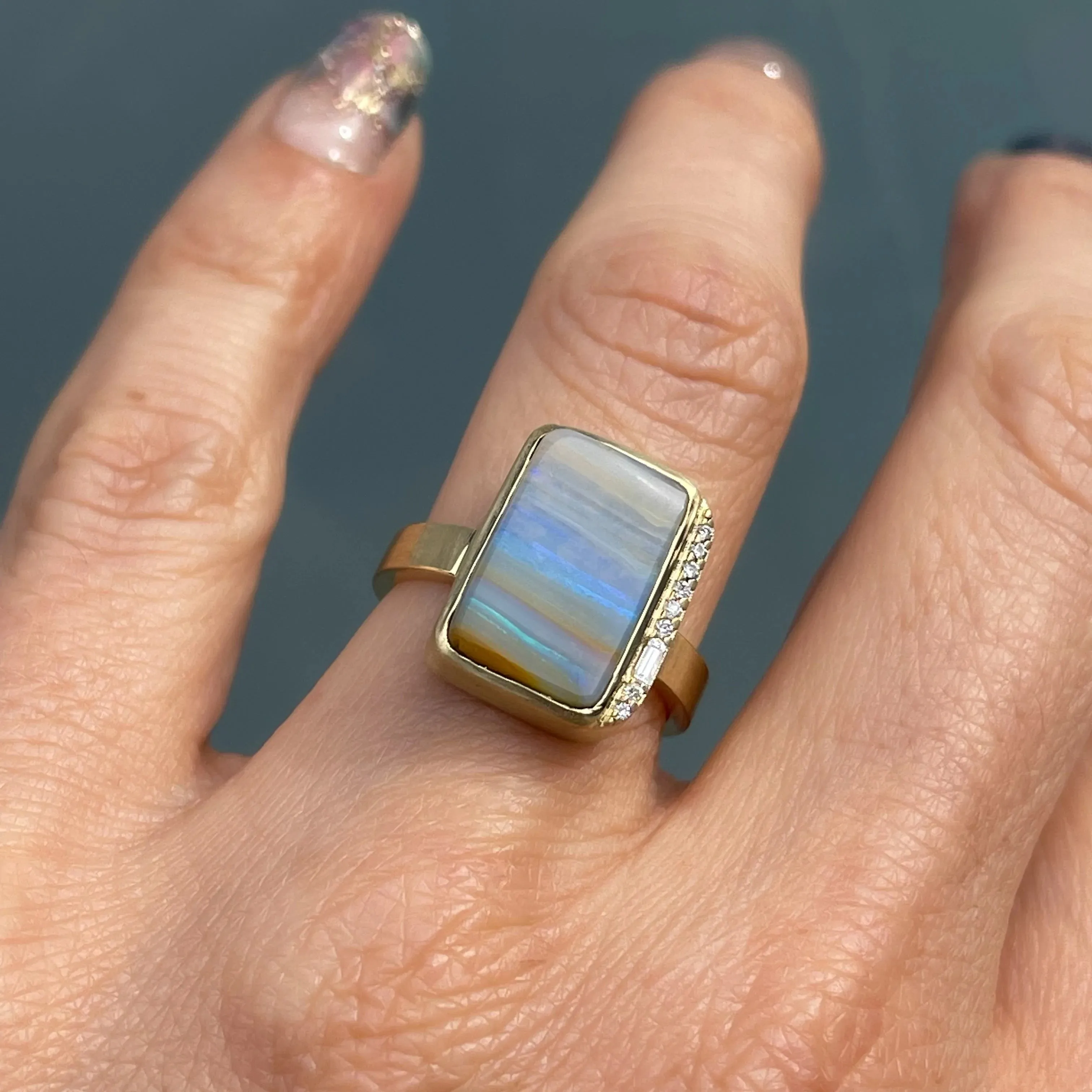 Chantilly Skies Australian Opal Ring