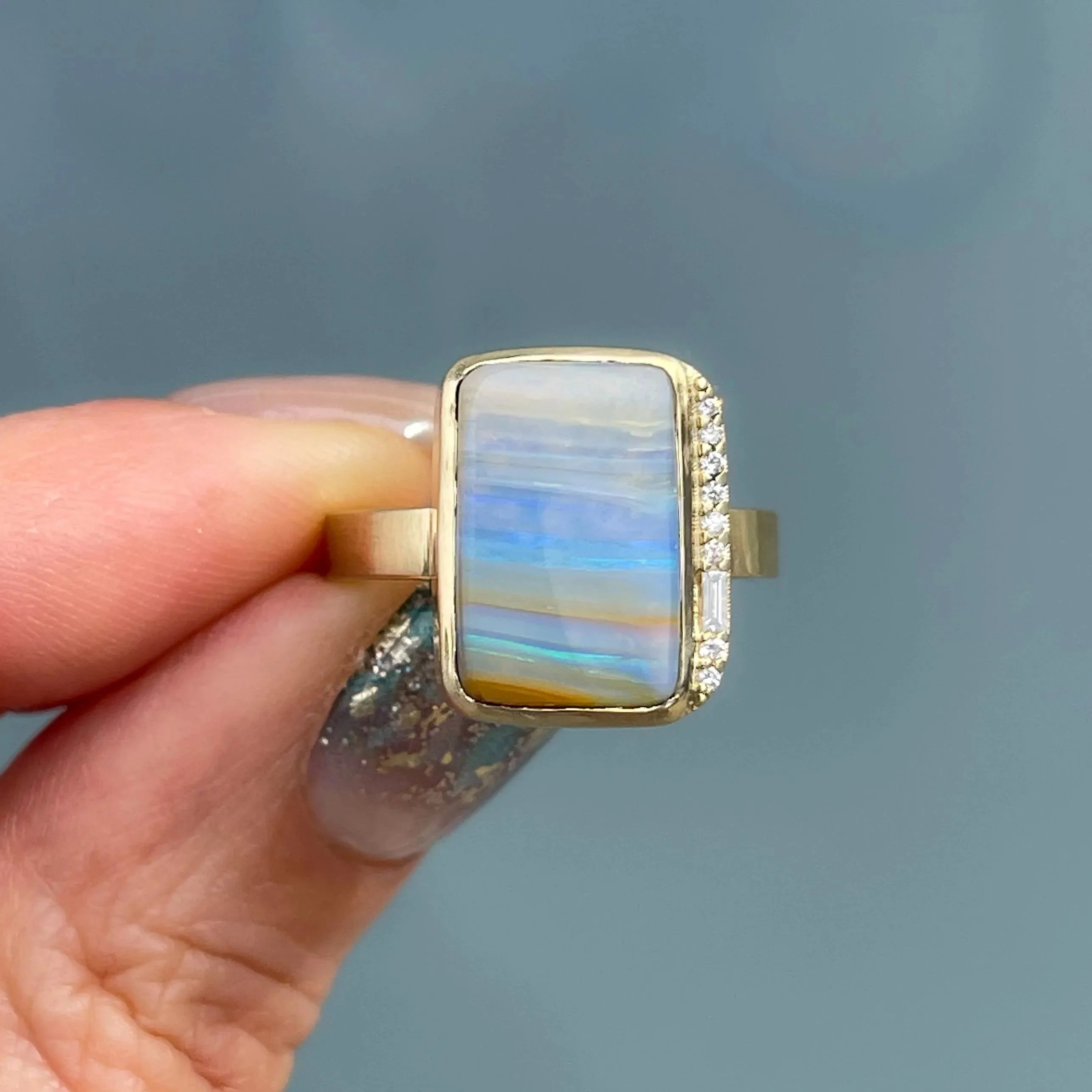 Chantilly Skies Australian Opal Ring