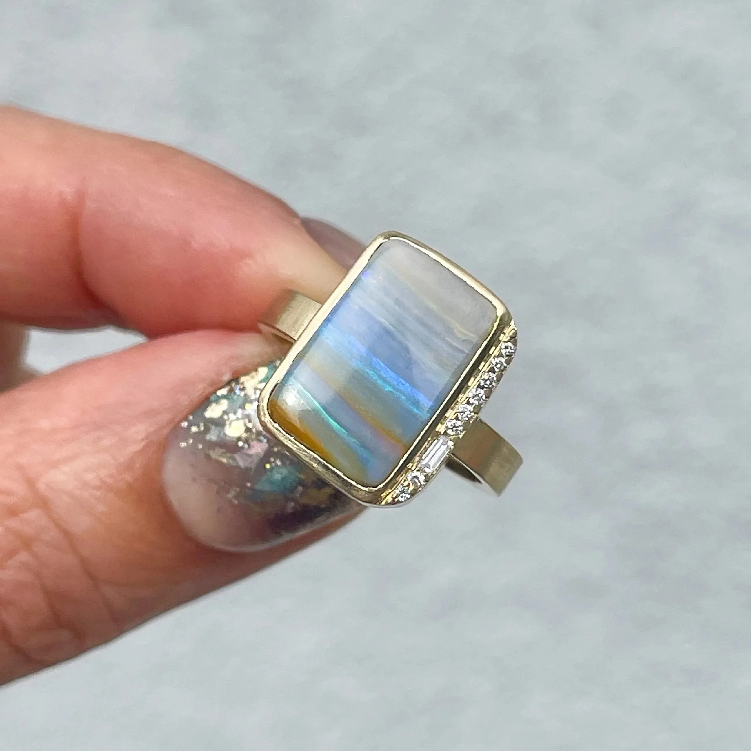 Chantilly Skies Australian Opal Ring