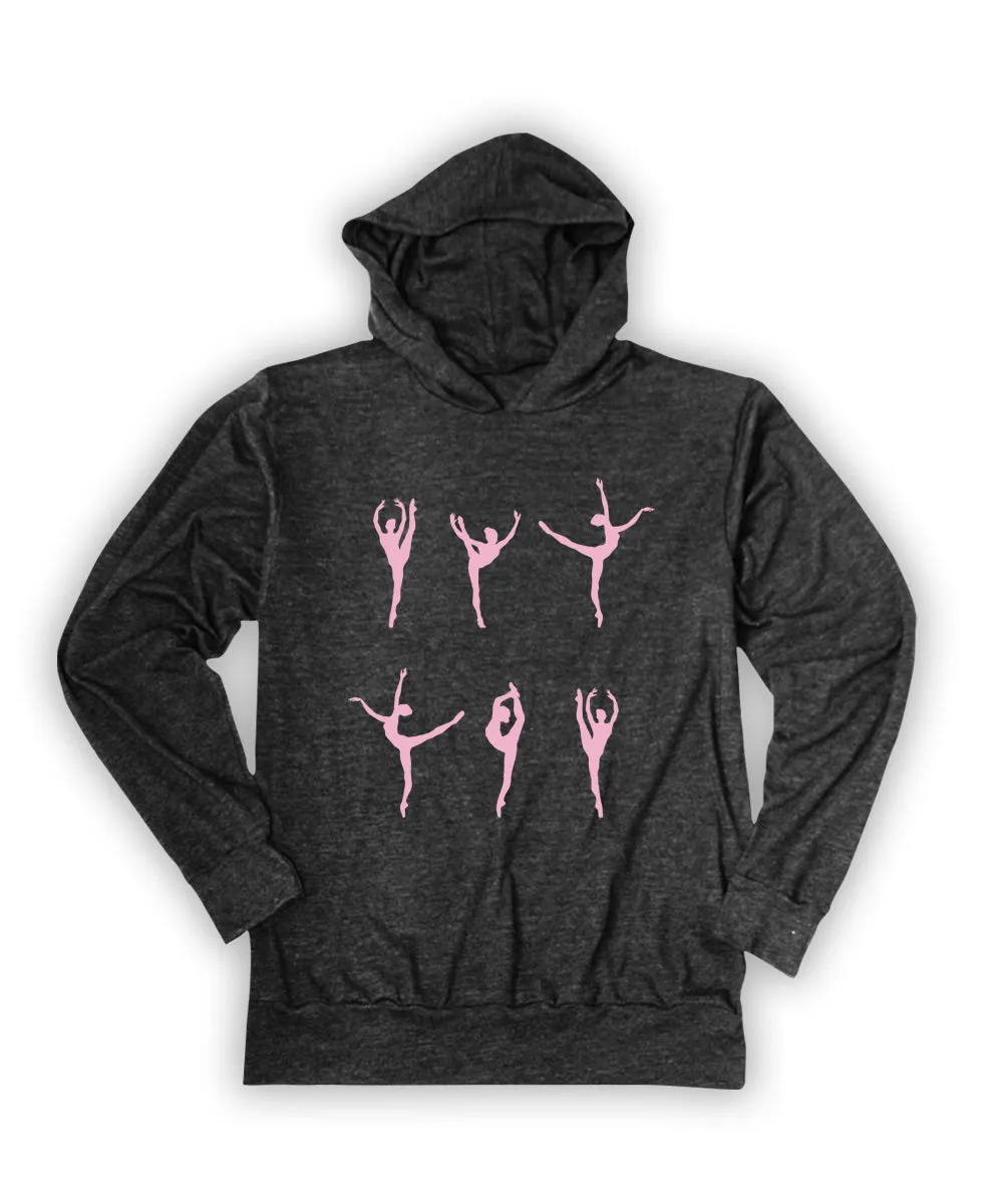 Charcoal Ballerina Silhouettes Lightweight Hoodie