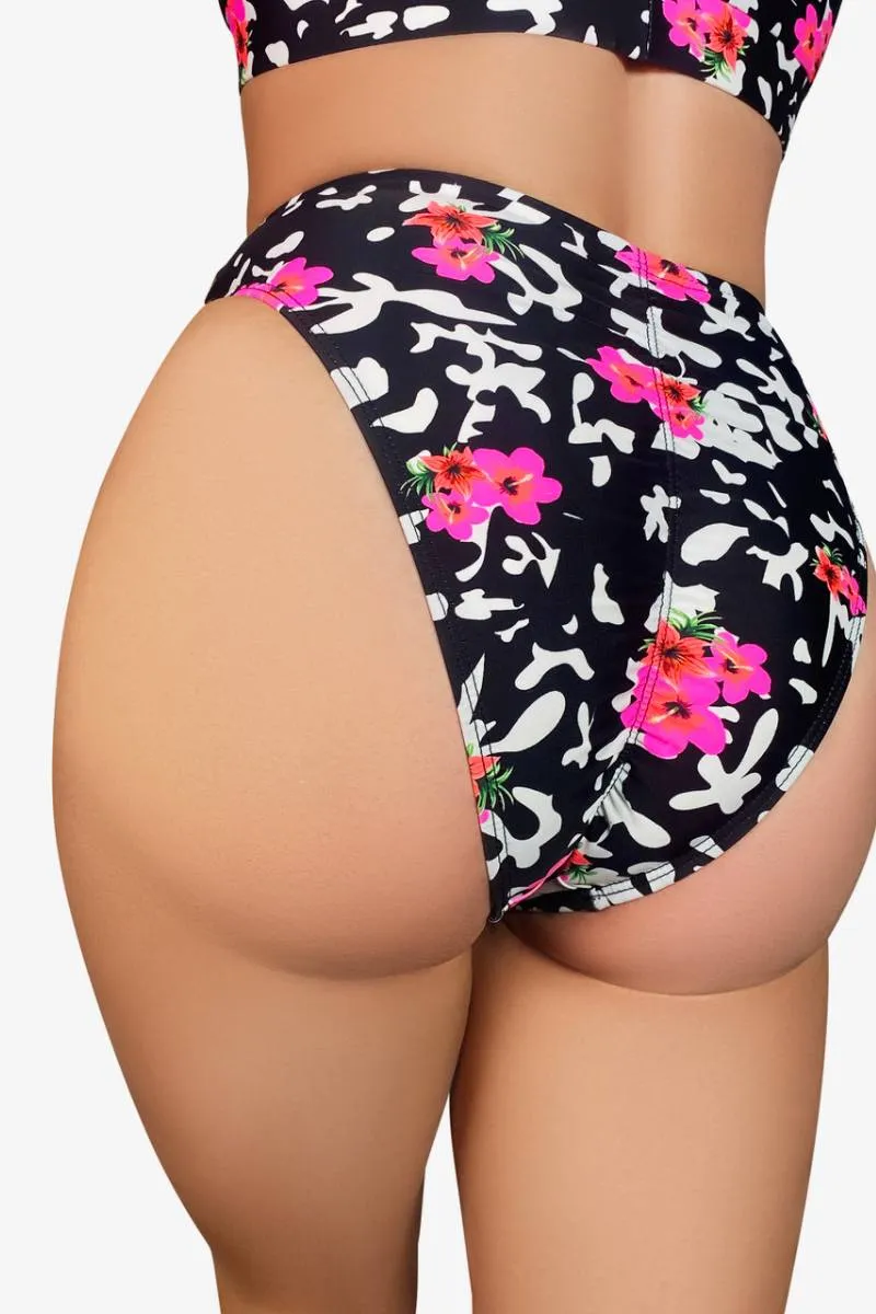 Cleo the Hurricane High Rider Hot Pants - Pink Hibiscus