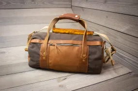 Club Duffel Bag with Leather Pockets and Ends