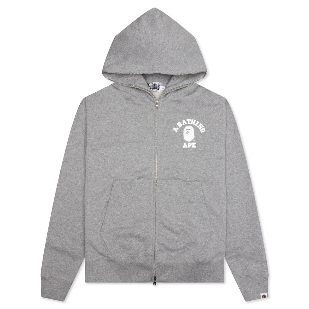 College Relaxed Fit Full Zip Hoodie - Gray