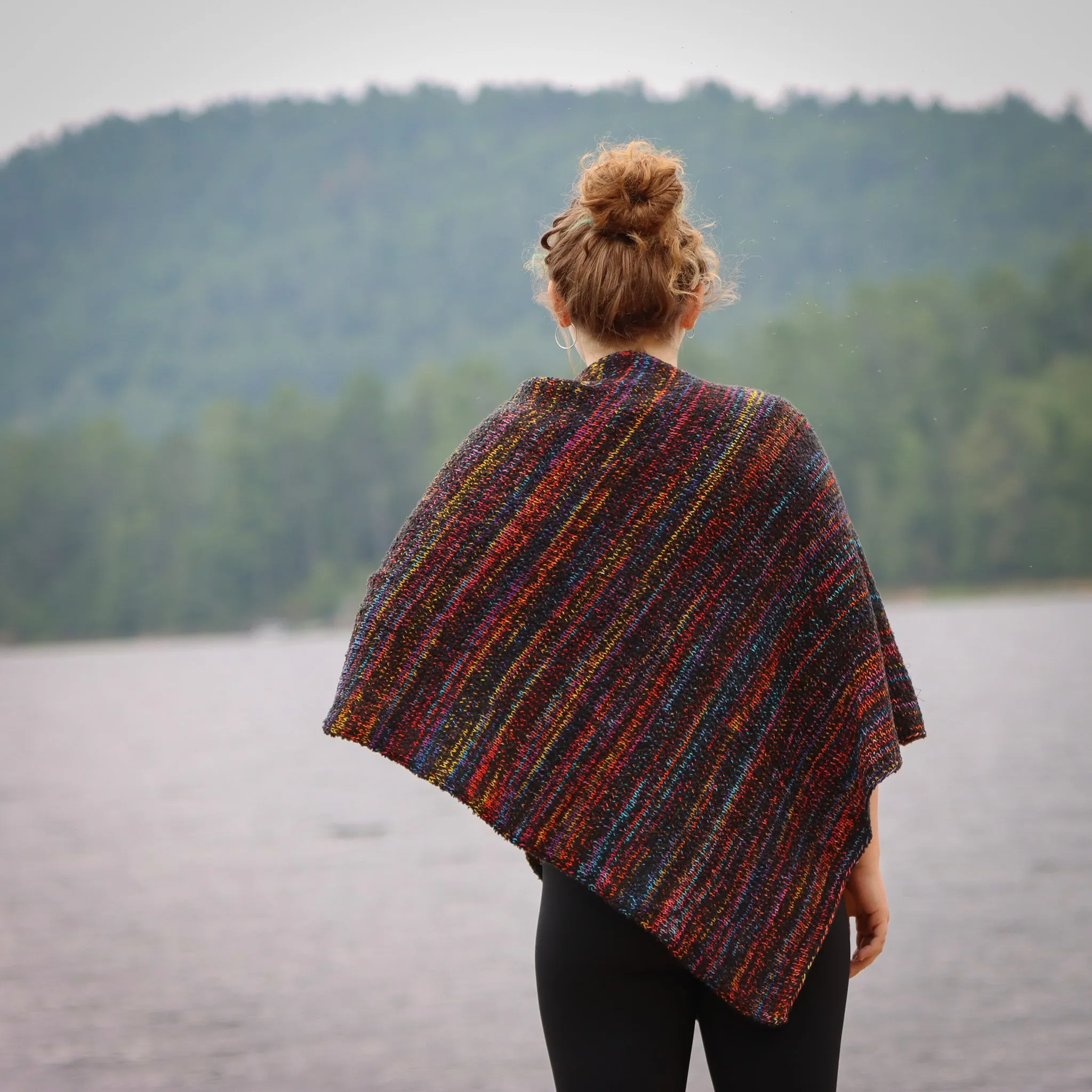 Cowl Neck Poncho- Multi