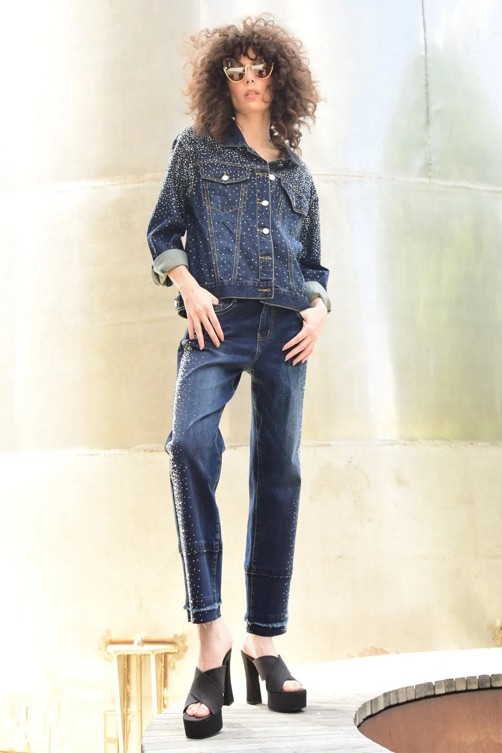 CURATE WALKING STRIPE EMBELLISHED JEAN