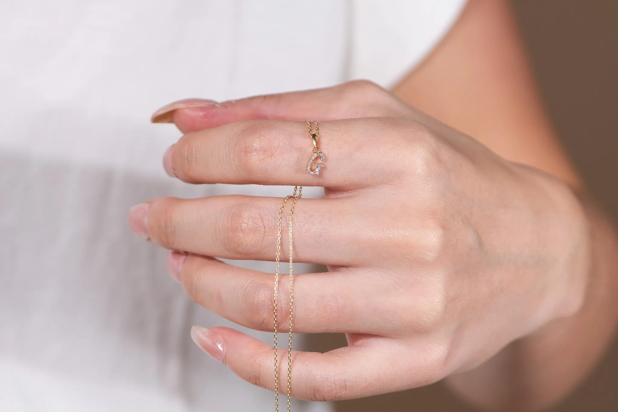 Cursive Diamond Initial Necklace