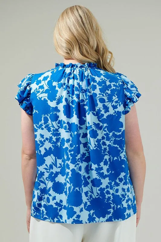 Curvy Blue Floral Top