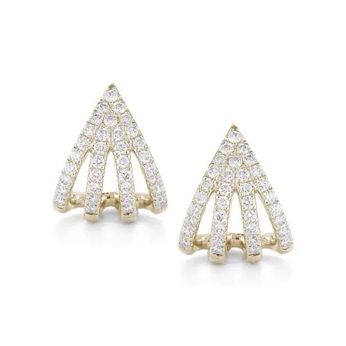 Dana Rebecca Designs -Sarah Leah Four Burst Huggie Earrings, Yellow Gold, Diamonds