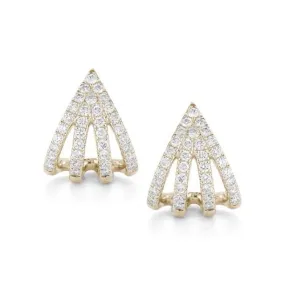 Dana Rebecca Designs -Sarah Leah Four Burst Huggie Earrings, Yellow Gold, Diamonds