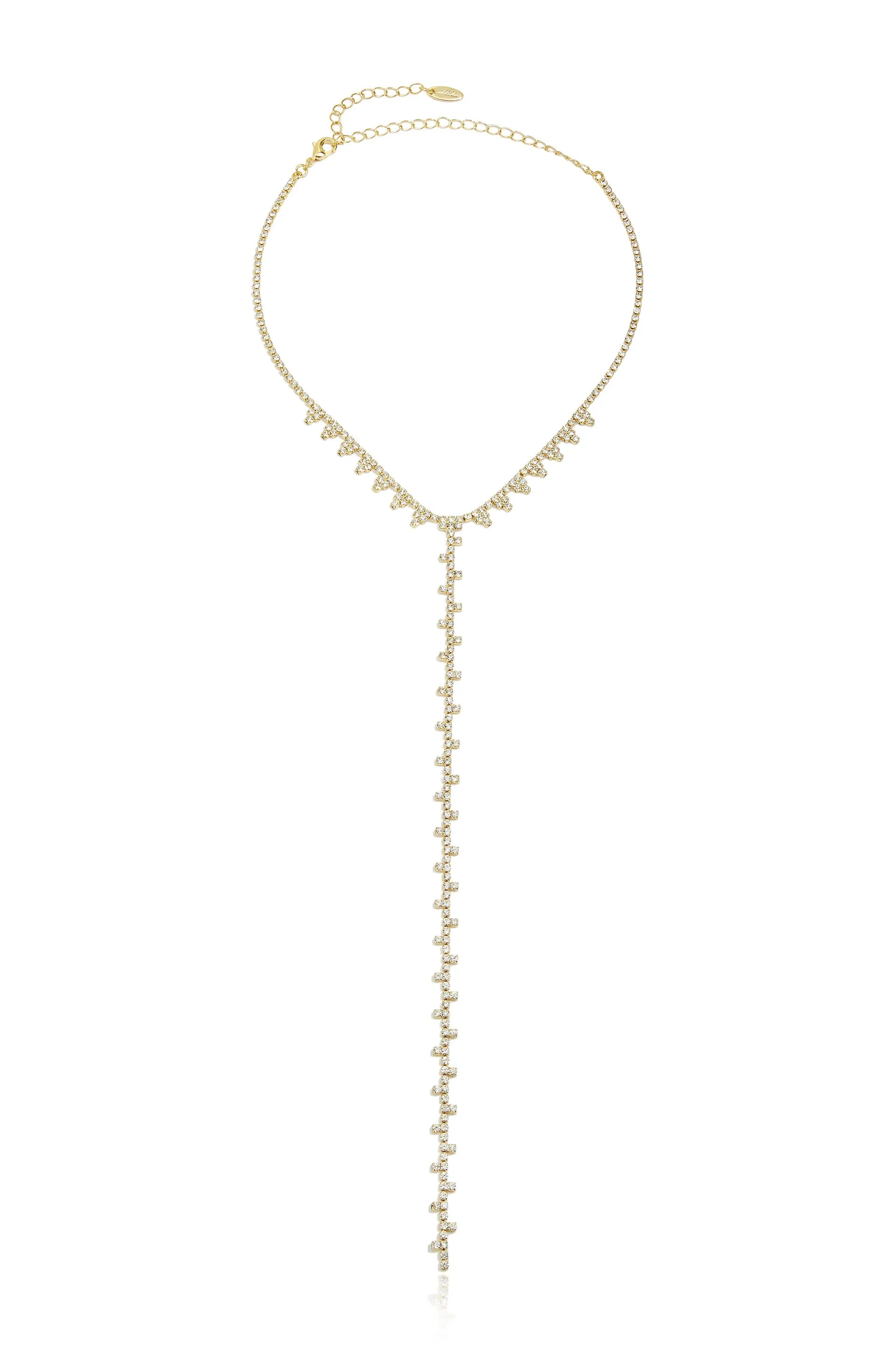 Deep Drop Crystal Lariat Necklace