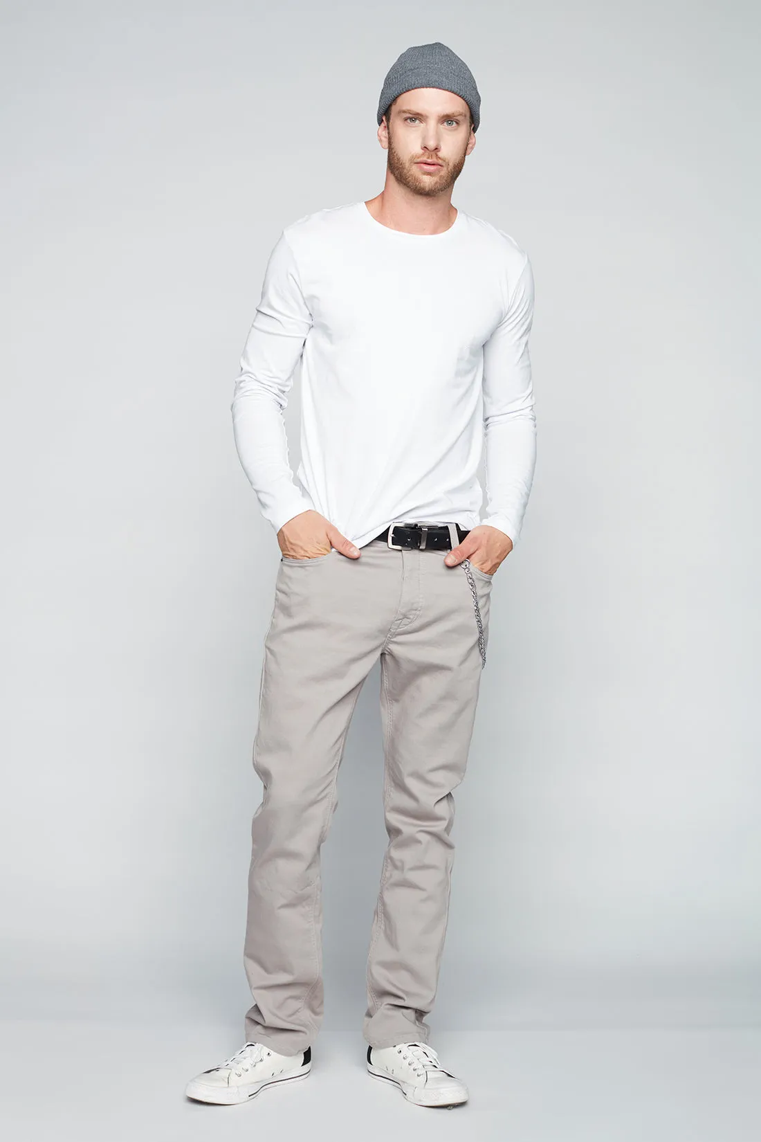 Deluxe 5 Pocket Straight Fit French Terry Pants - Light Grey