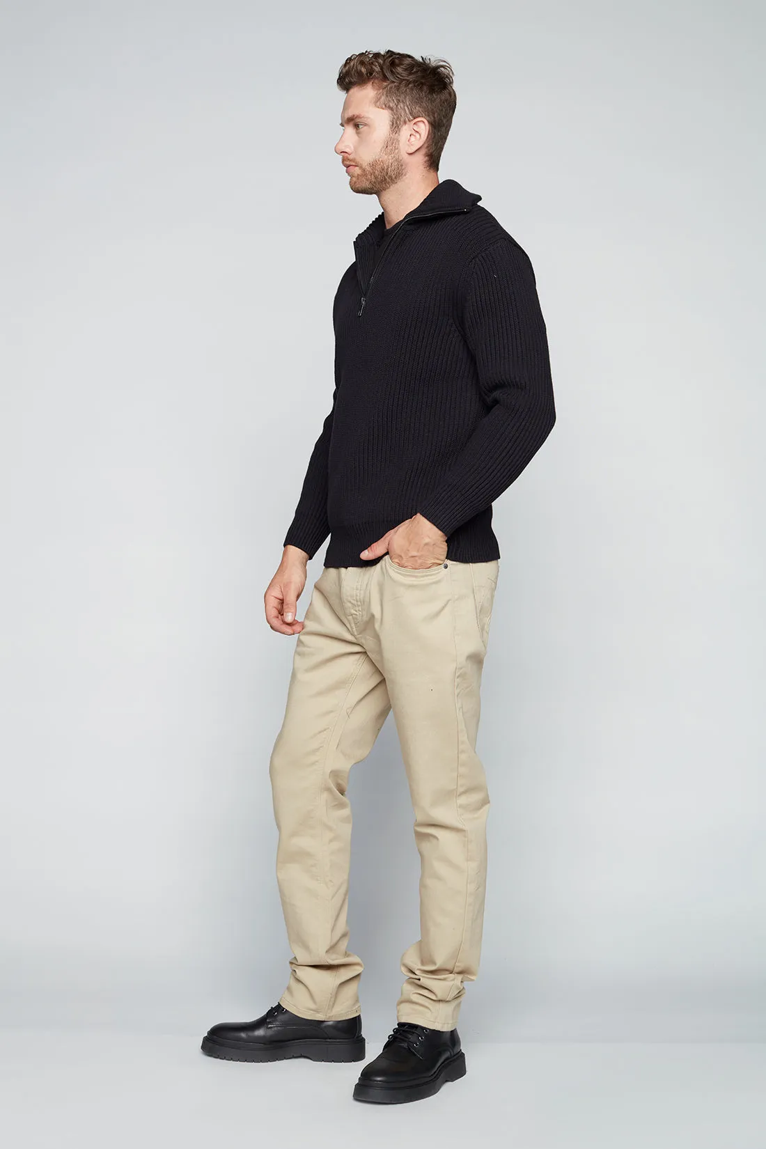 Deluxe 5 Pocket Straight Fit French Terry Pants - Tan