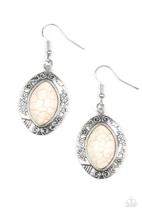 Desert Harvest White Stone Earrings - Paparazzi Accessories