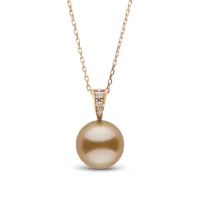 Desire Collection Golden 10.0-11.0 mm South Sea Pearl and Diamond Pendant