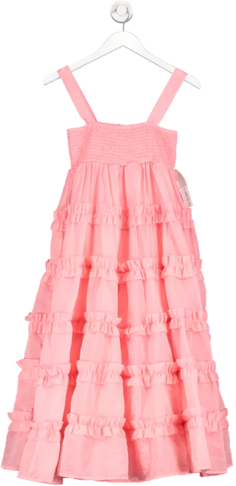 Dream Sister Jane Pink Tiered Organza Midi Dress UK XS