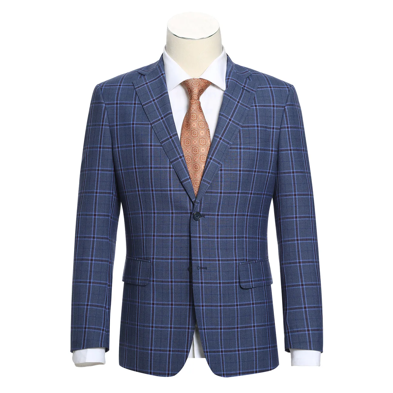 ENGLISH LAUNDRY Blue Checked Notch Suit 72-53-400