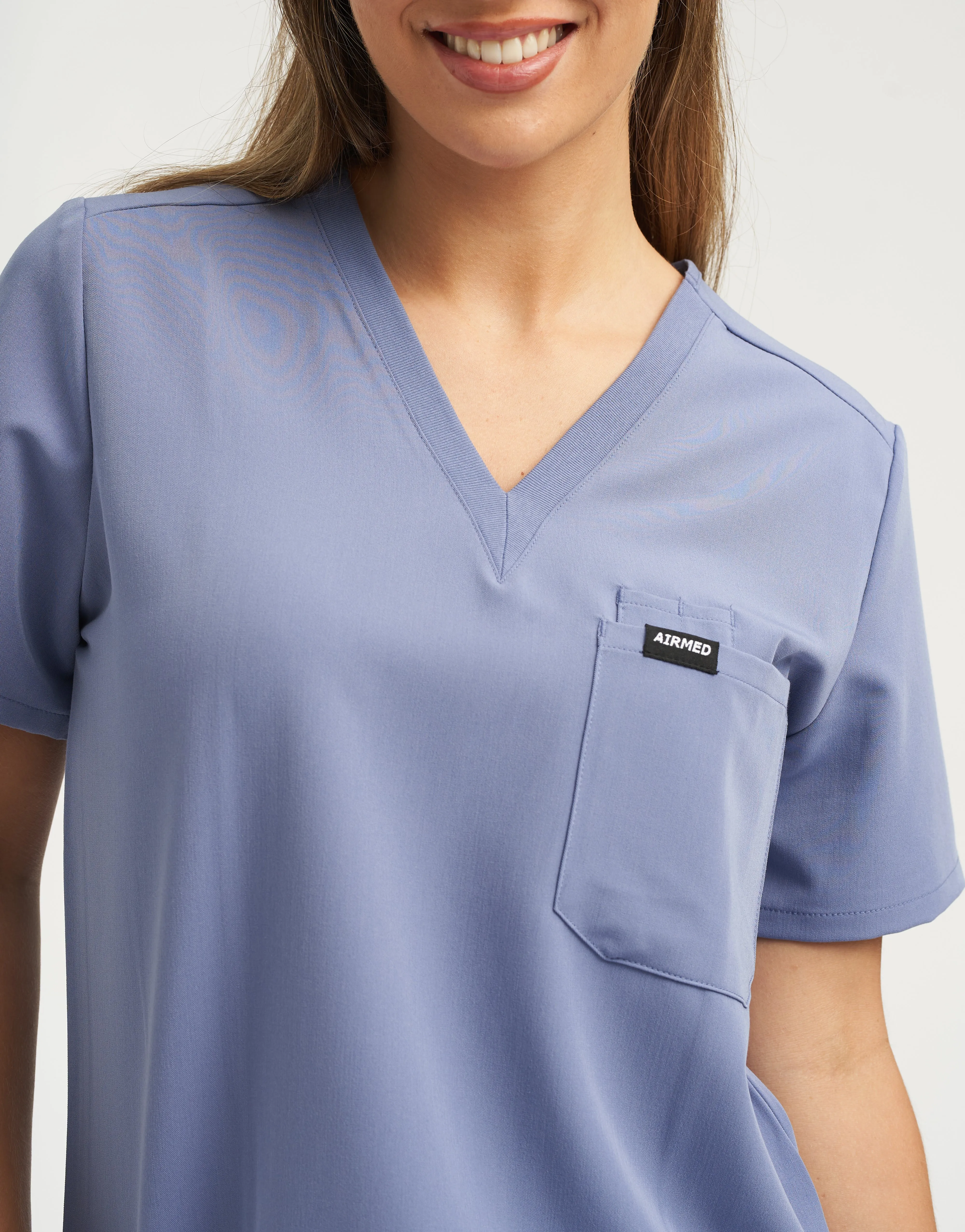 Essential One Pocket V Neck Scrub Top - Nova Blue