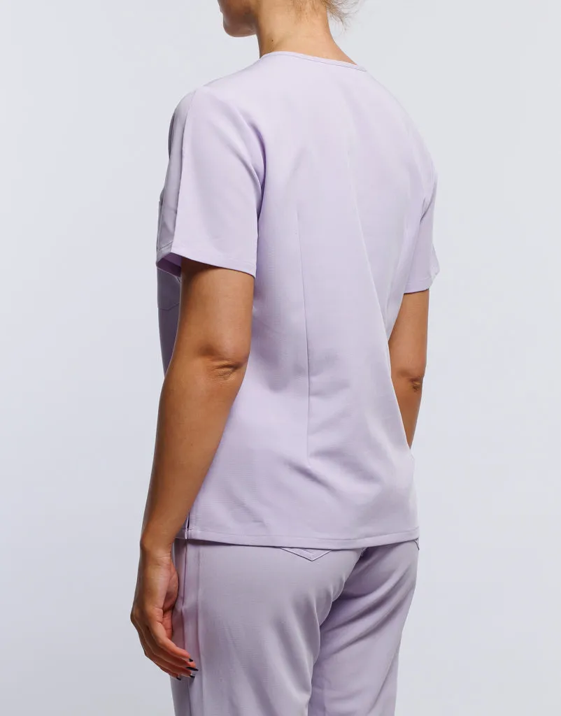 Essential One Pocket V Neck Scrub Top - Pastel Lilac