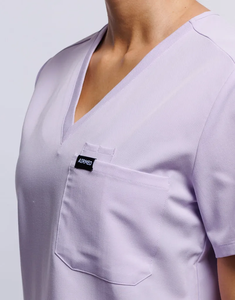 Essential One Pocket V Neck Scrub Top - Pastel Lilac