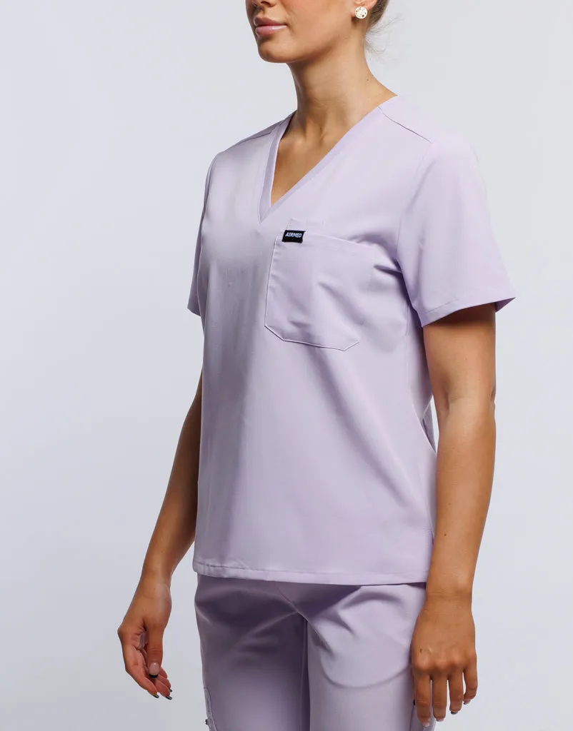 Essential One Pocket V Neck Scrub Top - Pastel Lilac