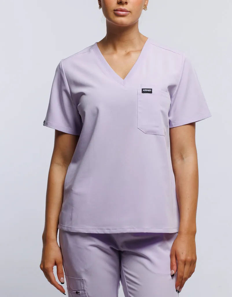 Essential One Pocket V Neck Scrub Top - Pastel Lilac