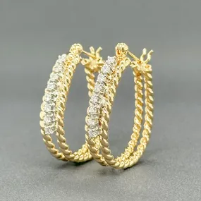 Estate 14K TT Gold 0.24ctw H/SI1 Diamond Hoop Earrings