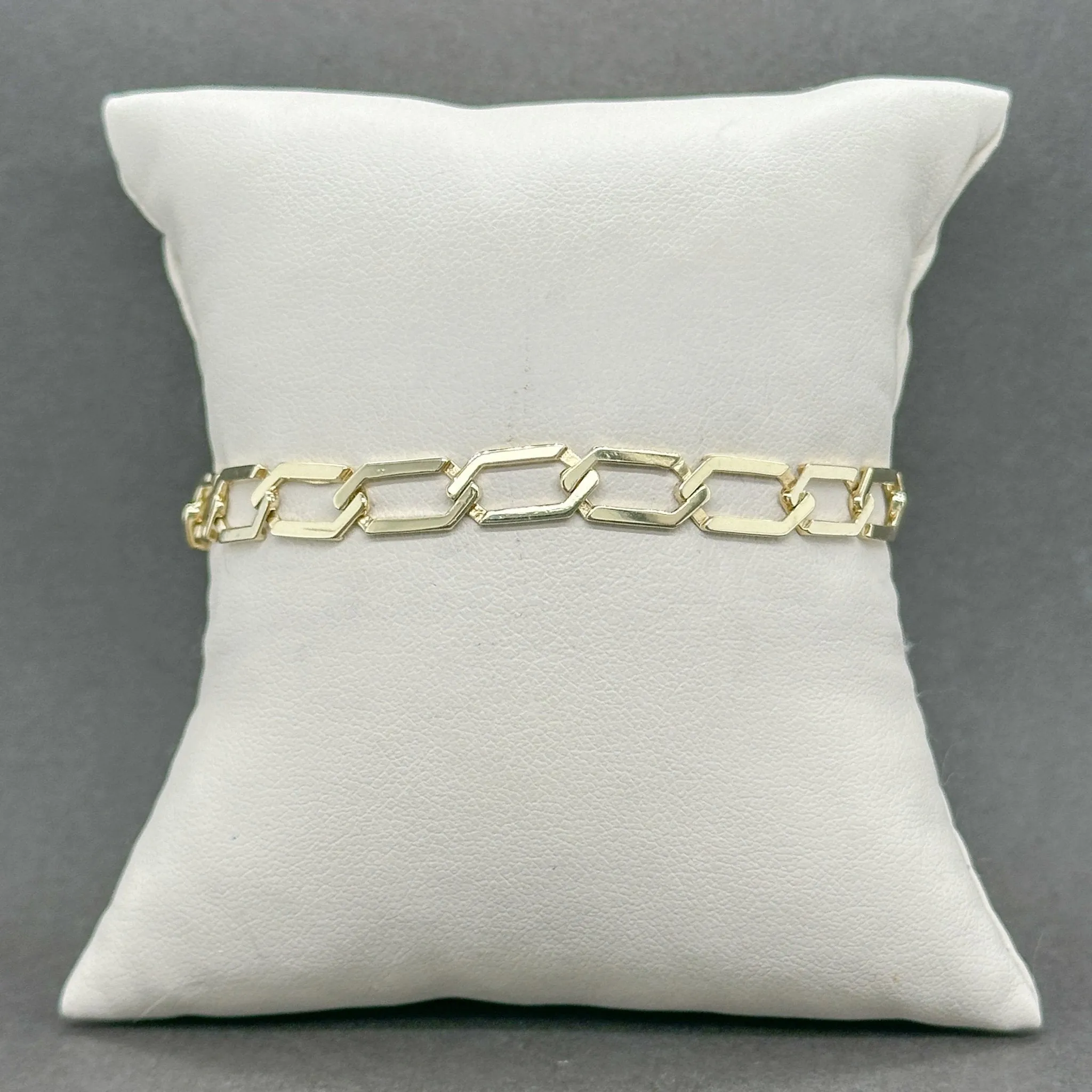 Estate 14K Y Gold 6mm Hexagonal Curb Chain Bracelet