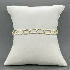 Estate 14K Y Gold 6mm Hexagonal Curb Chain Bracelet