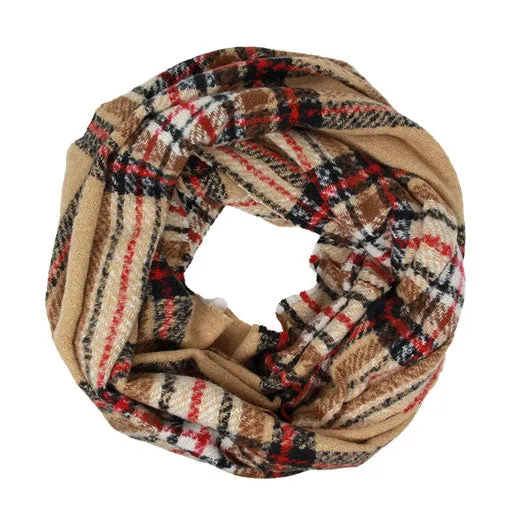 Fall Winter Plaid Check Infinity Scarf