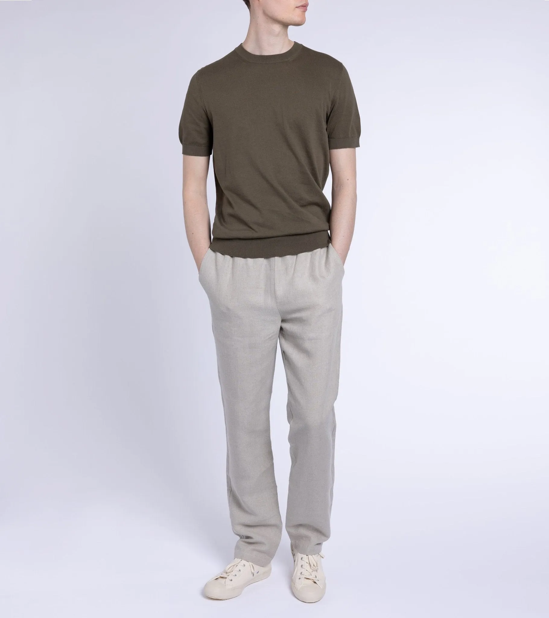 Fedeli Cotton Knitted T-Shirt: Olive