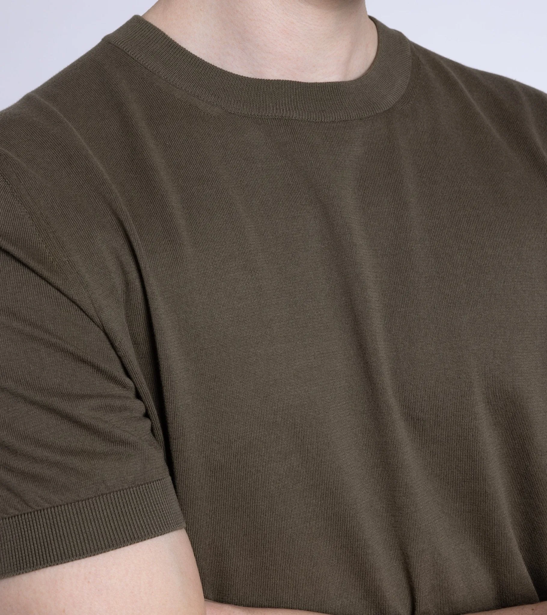 Fedeli Cotton Knitted T-Shirt: Olive