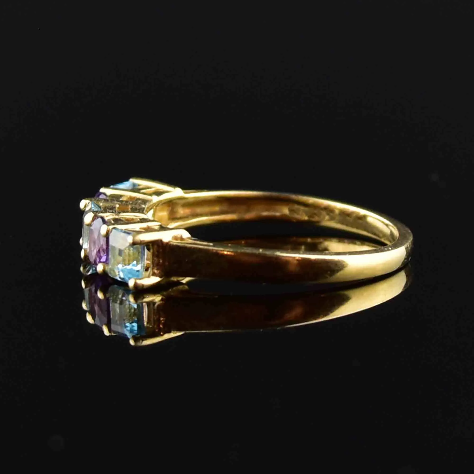 Gold Amethyst Blue Topaz Stacking Band Ring