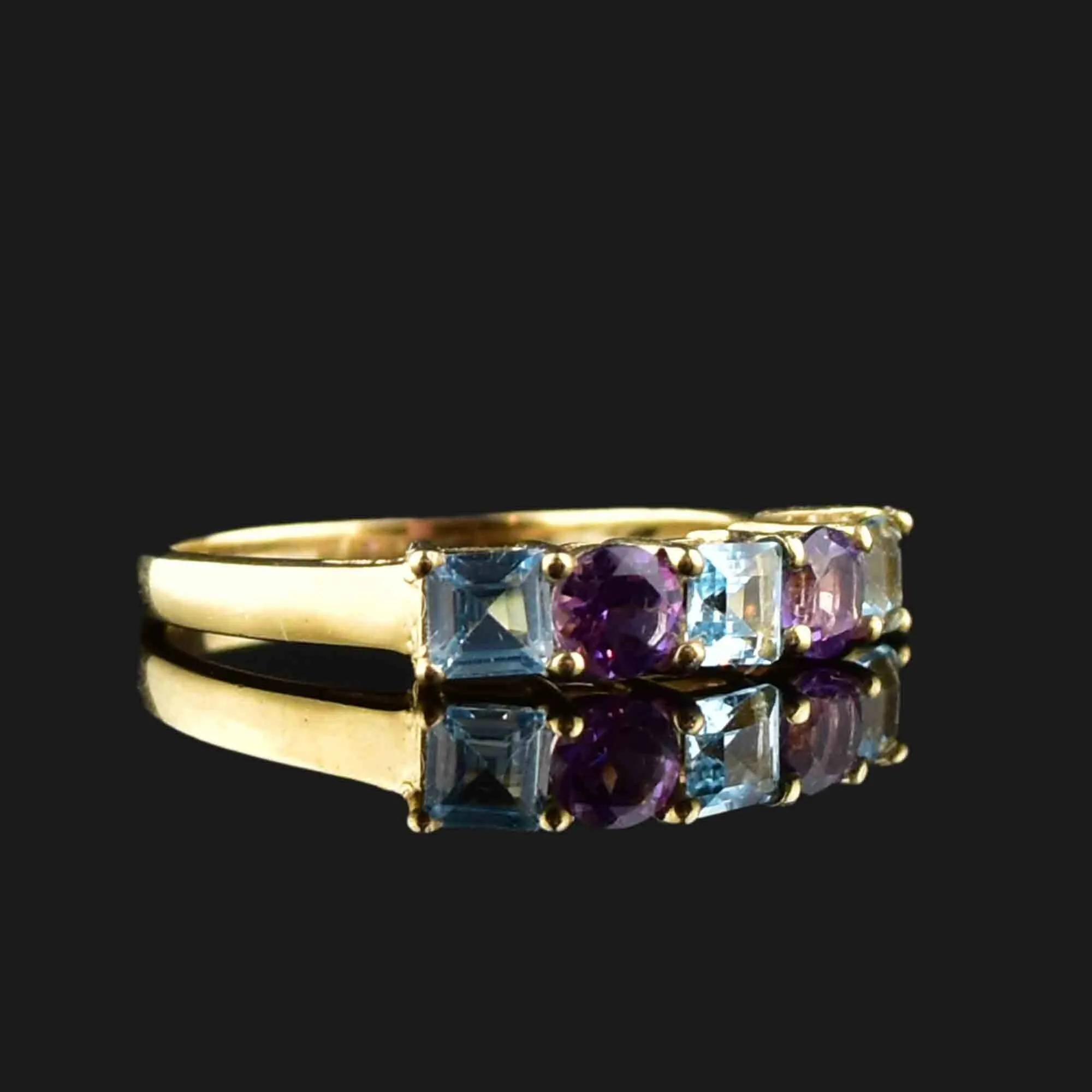 Gold Amethyst Blue Topaz Stacking Band Ring