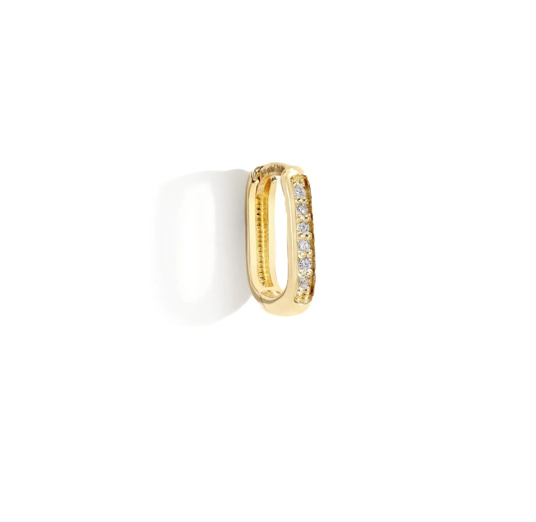 Gold Rectangular Pave Diamond 8mm Click Hoop