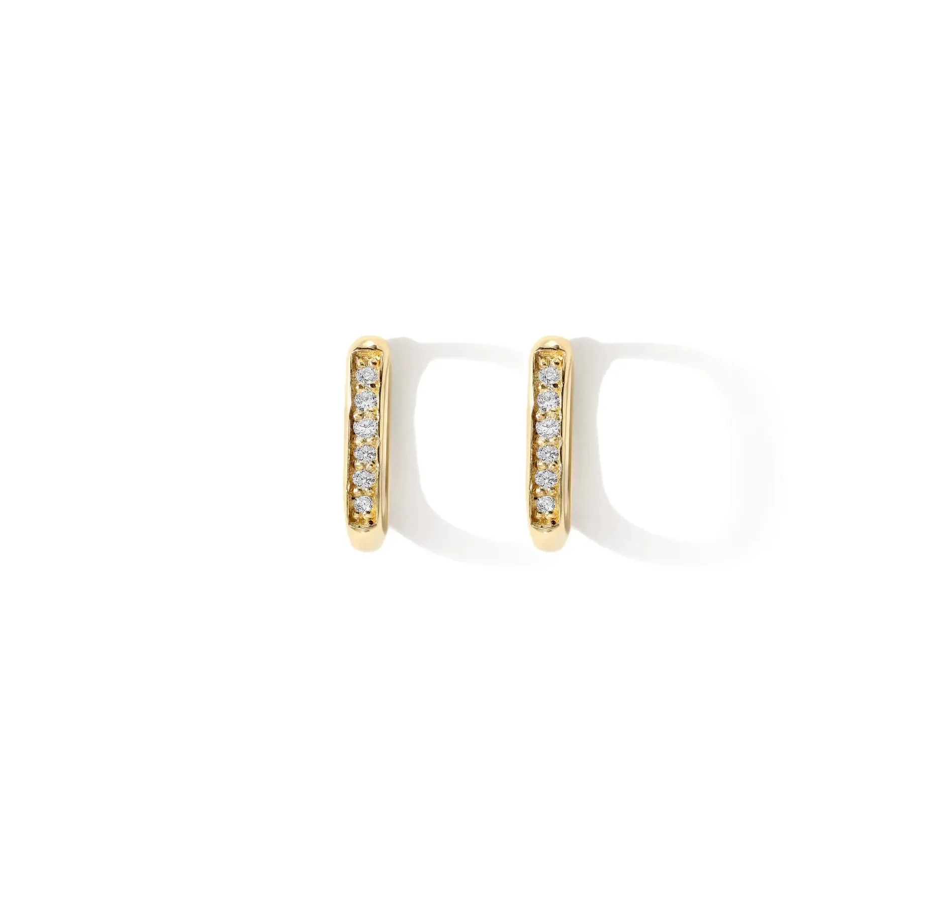 Gold Rectangular Pave Diamond 8mm Click Hoop