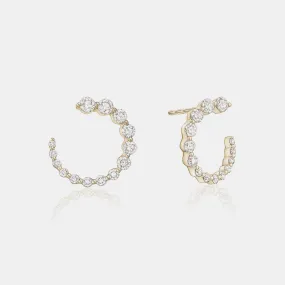 Graduated Diamond Semi Circle Earrings