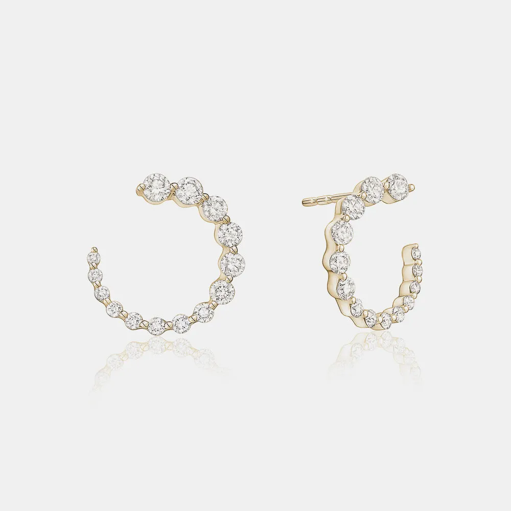 Graduated Diamond Semi Circle Earrings