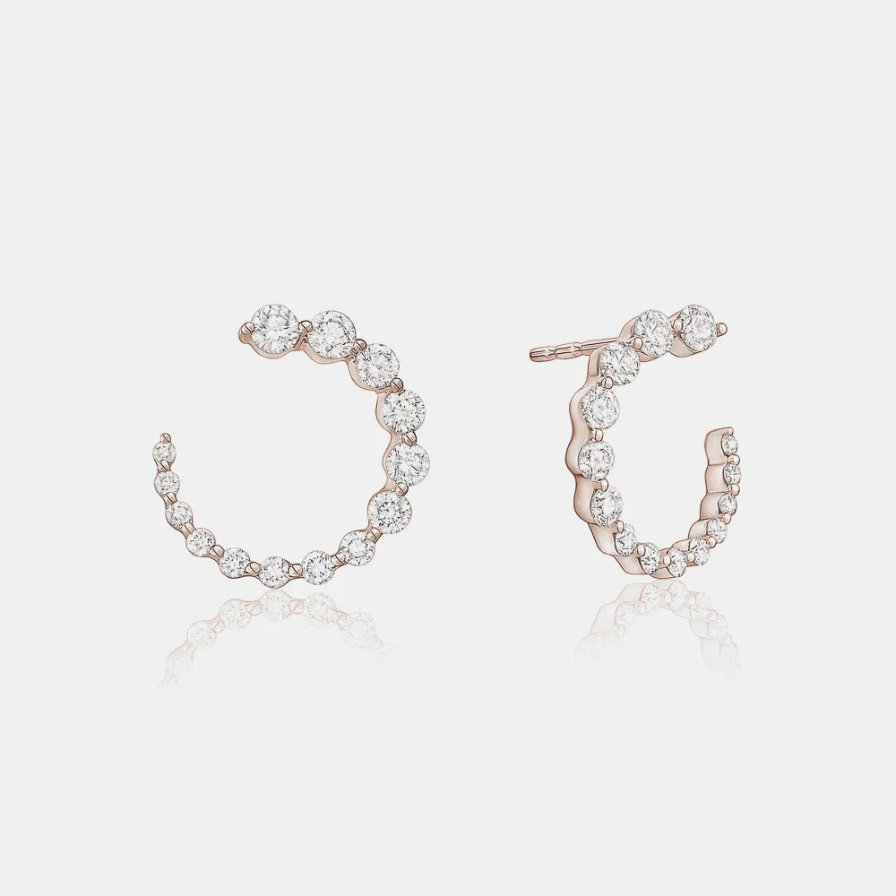 Graduated Diamond Semi Circle Earrings