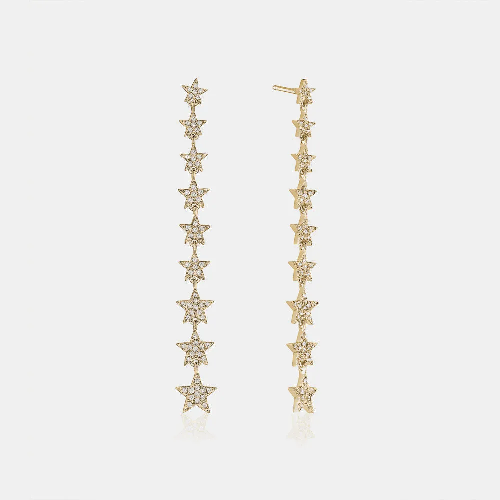 Graduated Diamond Starry Earrings