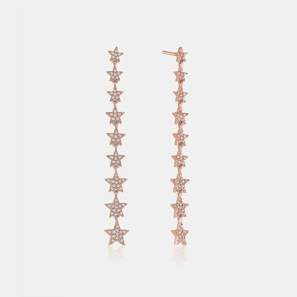 Graduated Diamond Starry Earrings