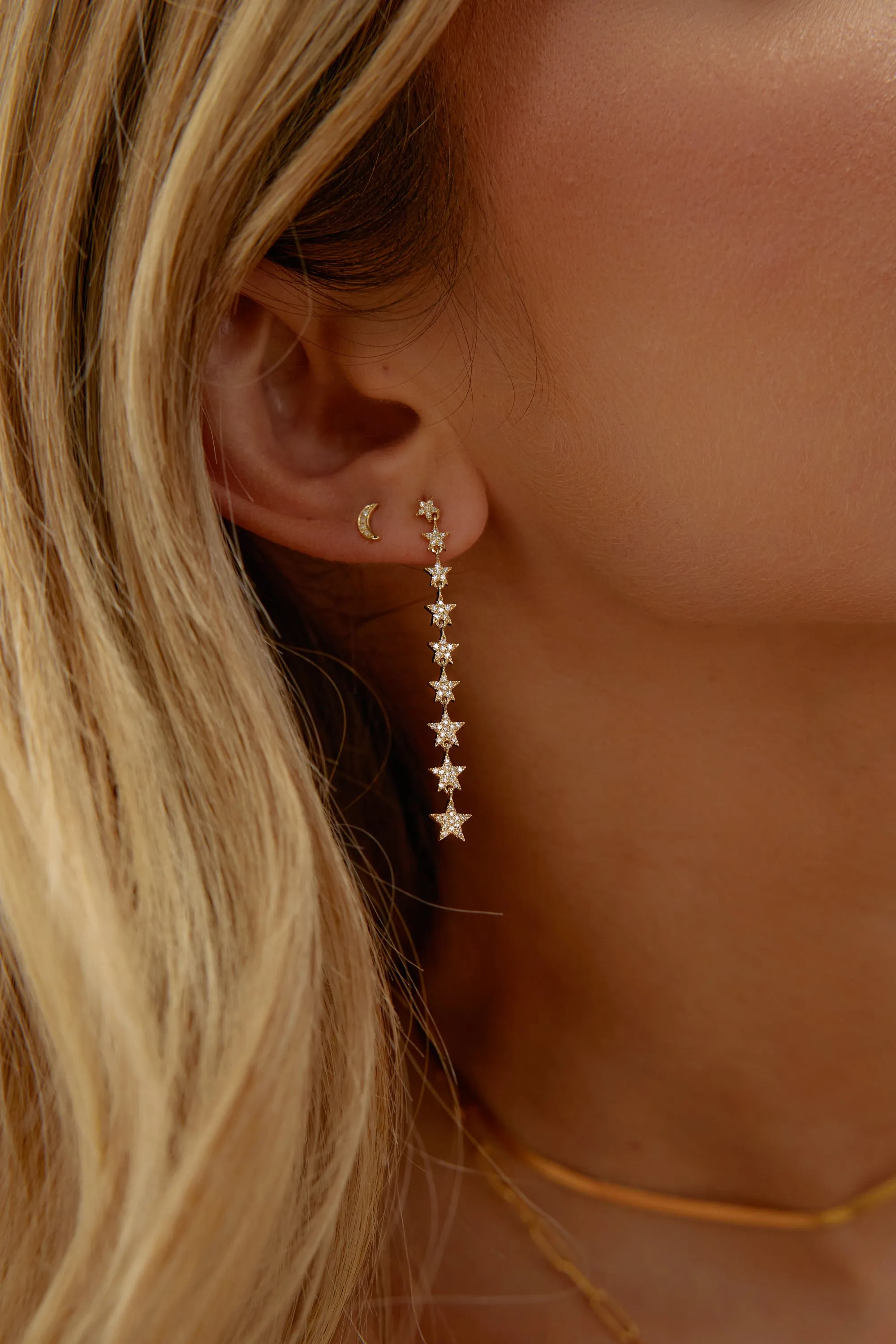 Graduated Diamond Starry Earrings