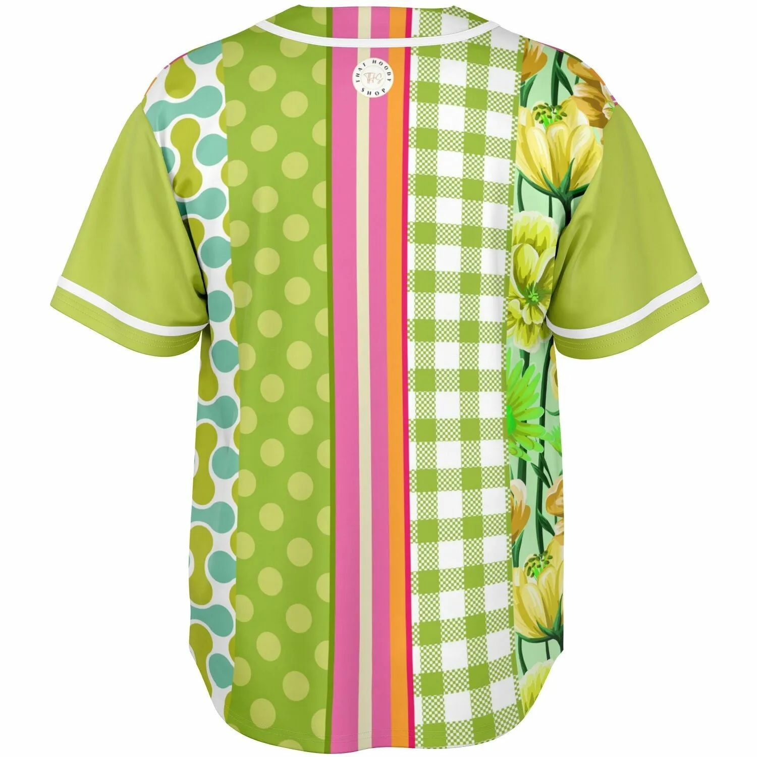 Green Anjou Pear Striped Patchwork Button Front Jersey