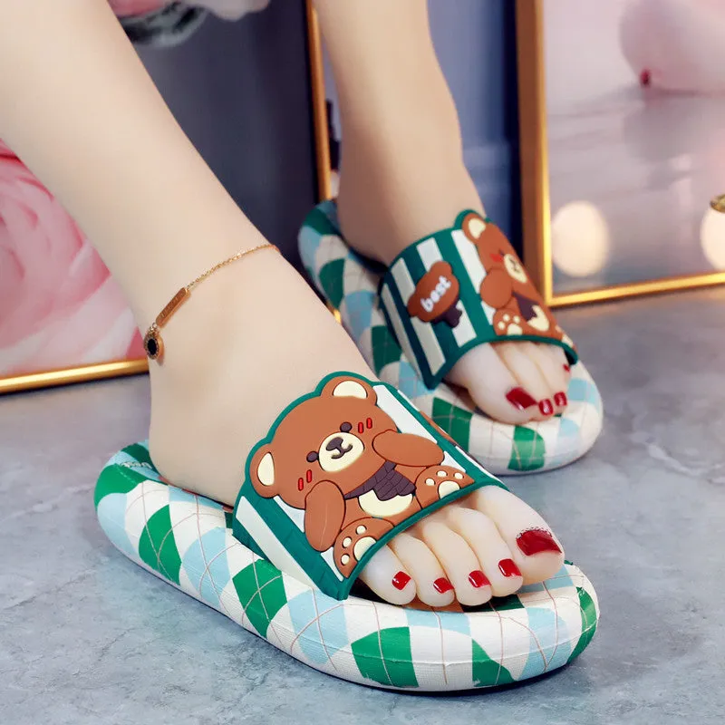 Green Blue Red Lovely Bear Sandals ON888