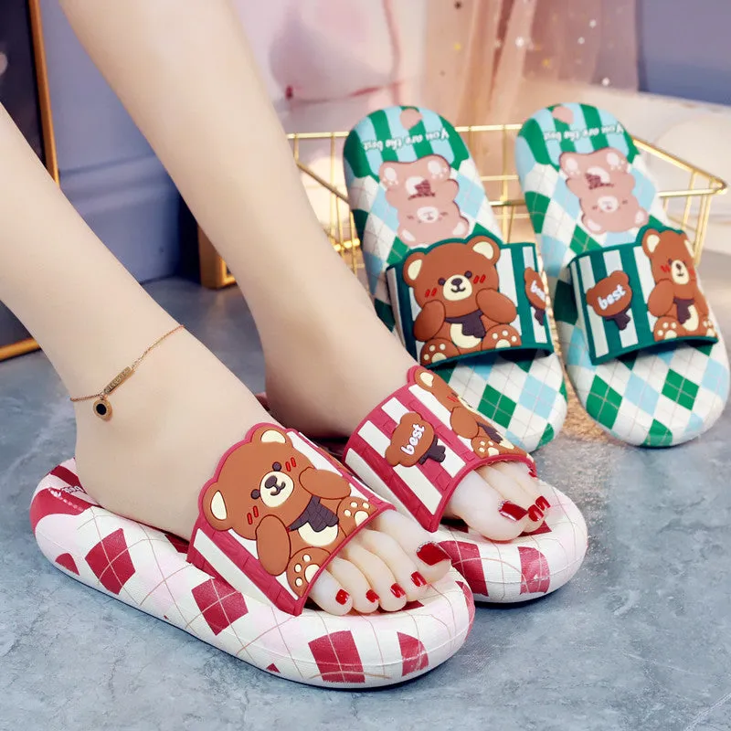 Green Blue Red Lovely Bear Sandals ON888