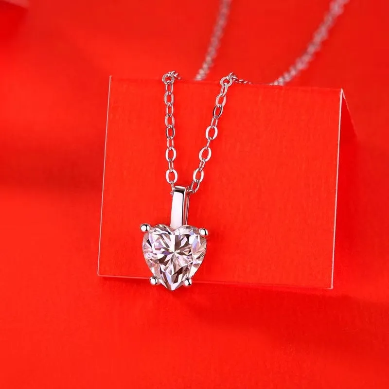 Heart  Trendy Diamond Necklace - 925 Sterling Silver